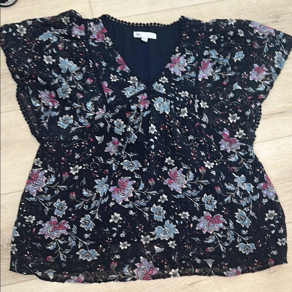 Floral Black Top